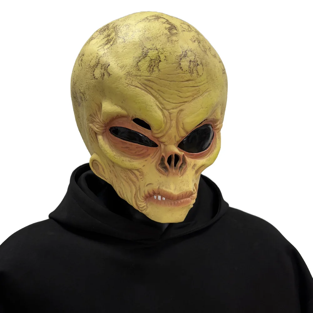 Latex Alien Mask Realistic - 面白いエイリアンのドクロマスク。リアルな大きな目をしたUFOエイリアンのラテックスマスク。ハロウィーン、カーニバル、パーティーのコスチュームや小道具に。