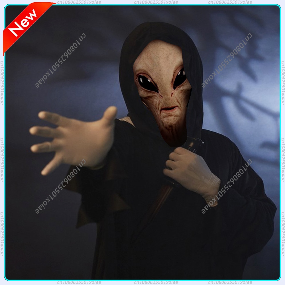 Latex Alien Mask Realistic - 全身を覆うリアルなマスク、ラテックス製のエイリアンマスク、大人向けのリアルで不気味なハロウィンマスク。