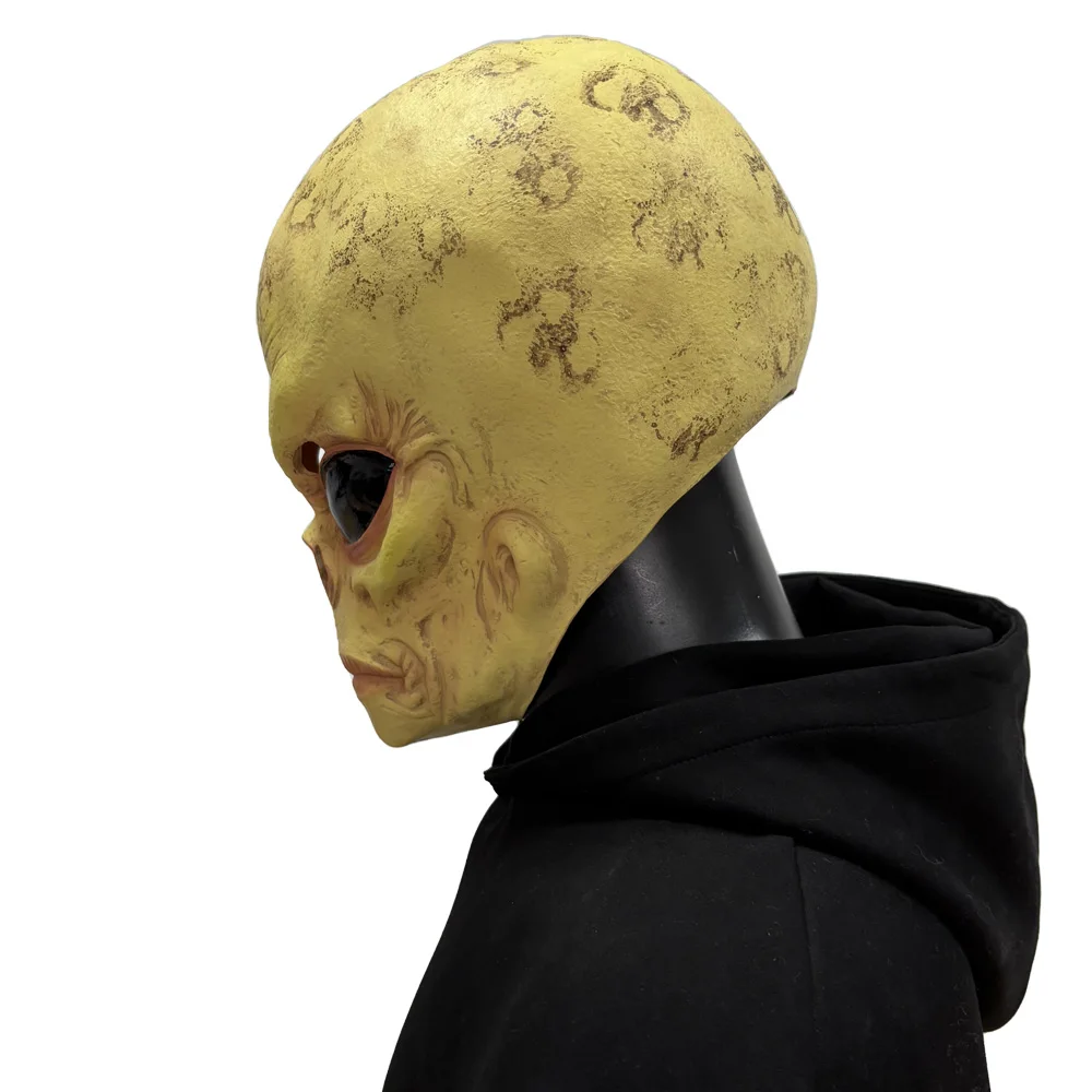面白いエイリアンのドクロマスク。リアルな大きな目をしたUFO - Latex Alien Mask Realistic のレビューと価格