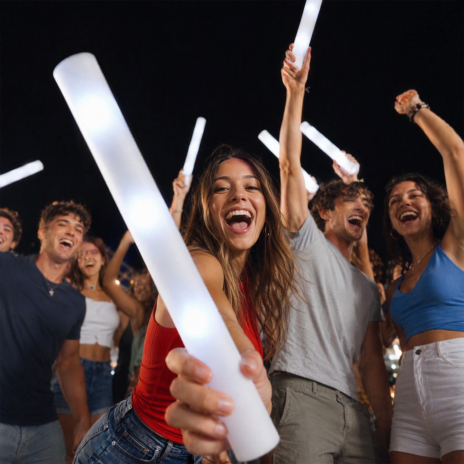 再利用可能な白色フォーム製LED発光棒、48cm、点滅するラ - Flashing Led Foam Sticks Party のレビューと価格